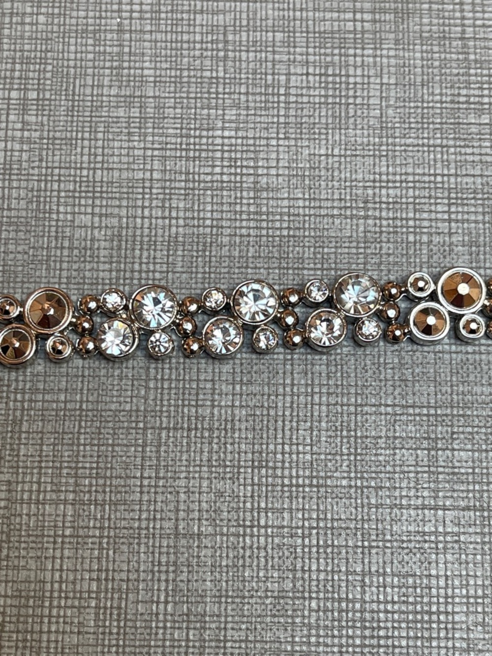 Silver-tone Bracelet With Faceted Stone accent - adjustable from 6.5 - 7.5